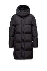 Litte Square-Quilted Hooded Long Down Jacket