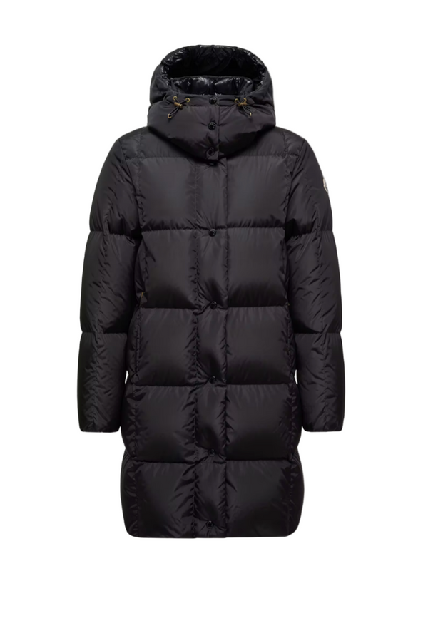 Litte Square-Quilted Hooded Long Down Jacket