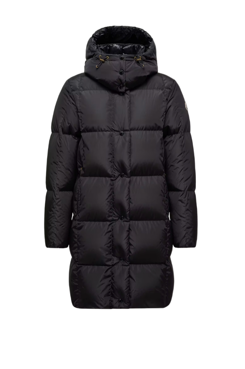 Litte Square-Quilted Hooded Long Down Jacket