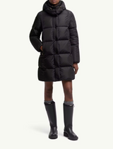 Litte Square-Quilted Hooded Long Down Jacket