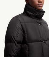 Litte Square-Quilted Hooded Long Down Jacket