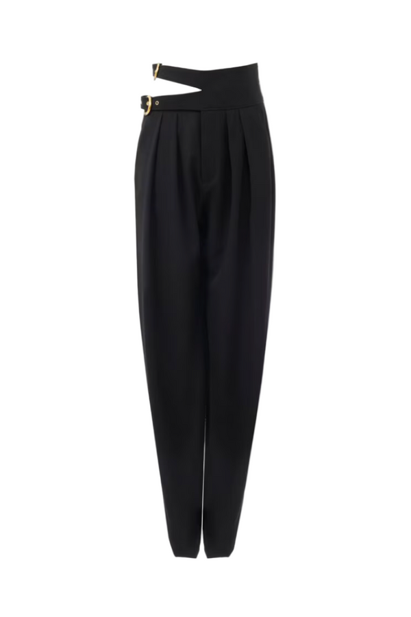 HIGH-RISE TAILORED PANTS IN WOOL GRAIN DE POUDRE
