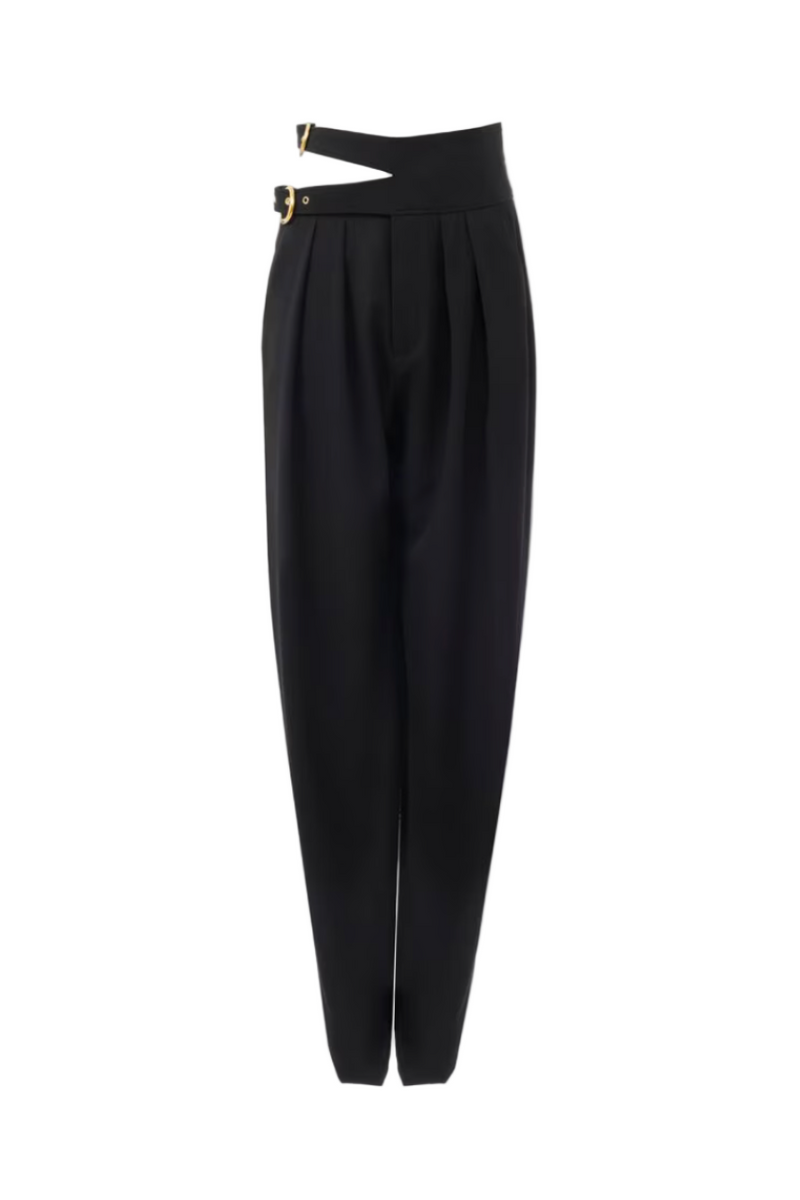 HIGH-RISE TAILORED PANTS IN WOOL GRAIN DE POUDRE