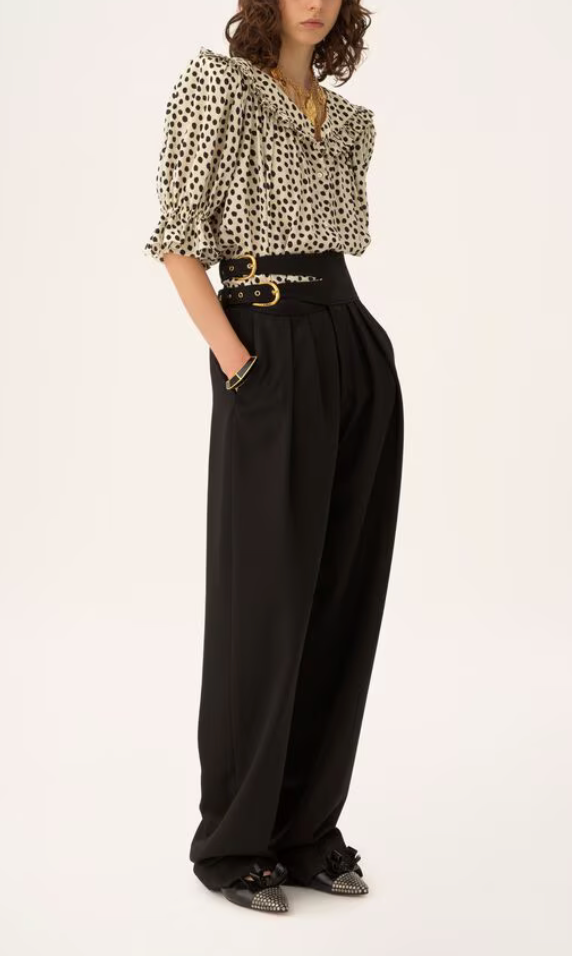 HIGH-RISE TAILORED PANTS IN WOOL GRAIN DE POUDRE