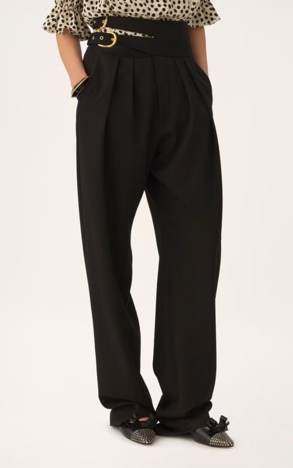 HIGH-RISE TAILORED PANTS IN WOOL GRAIN DE POUDRE