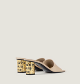 Tape heeled mules in leather