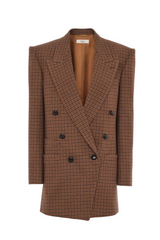 DOUBLE-BREASTED TAILORED JACKET IN HOUNDSTOOTH WOOL