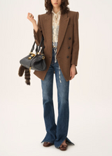 DOUBLE-BREASTED TAILORED JACKET IN HOUNDSTOOTH WOOL