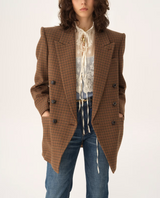 DOUBLE-BREASTED TAILORED JACKET IN HOUNDSTOOTH WOOL