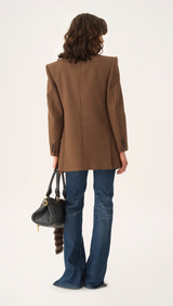 DOUBLE-BREASTED TAILORED JACKET IN HOUNDSTOOTH WOOL