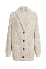Cotton feather yarn net cardigan