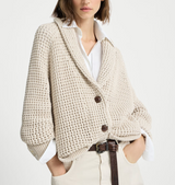 Cotton feather yarn net cardigan