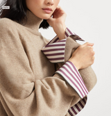 Cashmere turtleneck sweater with shiny shirt details