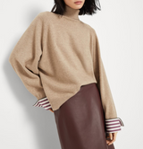Cashmere turtleneck sweater with shiny shirt details