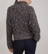 Dazzling chiné cable knit cardigan in soft wool, cashmere and mohair with zipper