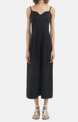 Bustier Midi Dress in Cotton Sateen