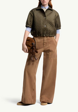 Leather Logo Cotton Trousers