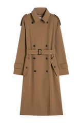Water-repellent wool gabardine trench coat