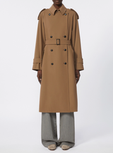 Water-repellent wool gabardine trench coat