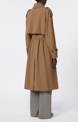 Water-repellent wool gabardine trench coat