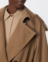 Water-repellent wool gabardine trench coat