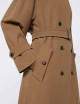 Water-repellent wool gabardine trench coat