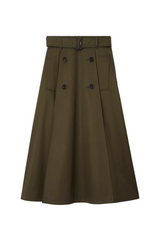 Gabardine Trench Midi Skirt