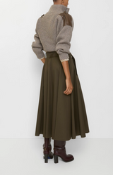 Gabardine Trench Midi Skirt