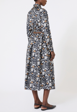 Printed silk shirt dres