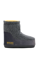 MOON BOOT X GUEST IN RESIDENCE ICON LOW NO LACE GREY KNIT BOOTS