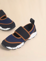 Deep blue and black lycra Mary Jane Running Sneaker