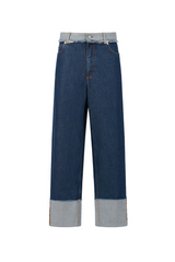 Blue denim inside-out jeans