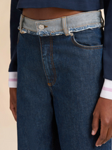 Blue denim inside-out jeans