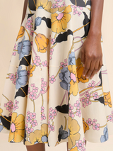 Cream poplin midi dress with Melodia print