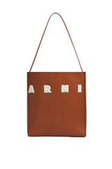 Small brown leather Museo hobo bag with patches