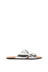 SILVER CROSS STRAP LEATHER SANDALS