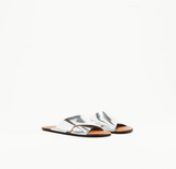 SILVER CROSS STRAP LEATHER SANDALS
