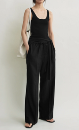 Fluid drawstring trousers black