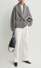 Shawl-lapel cardigan mid grey