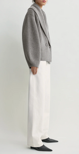 Shawl-lapel cardigan mid grey