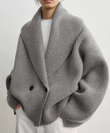 Shawl-lapel cardigan mid grey