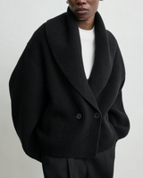 Shawl-lapel cardigan black