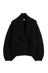 Shawl-lapel cardigan black