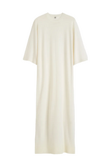 Merino knit tee dress ecru