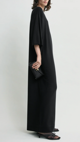 Merino knit tee dress black