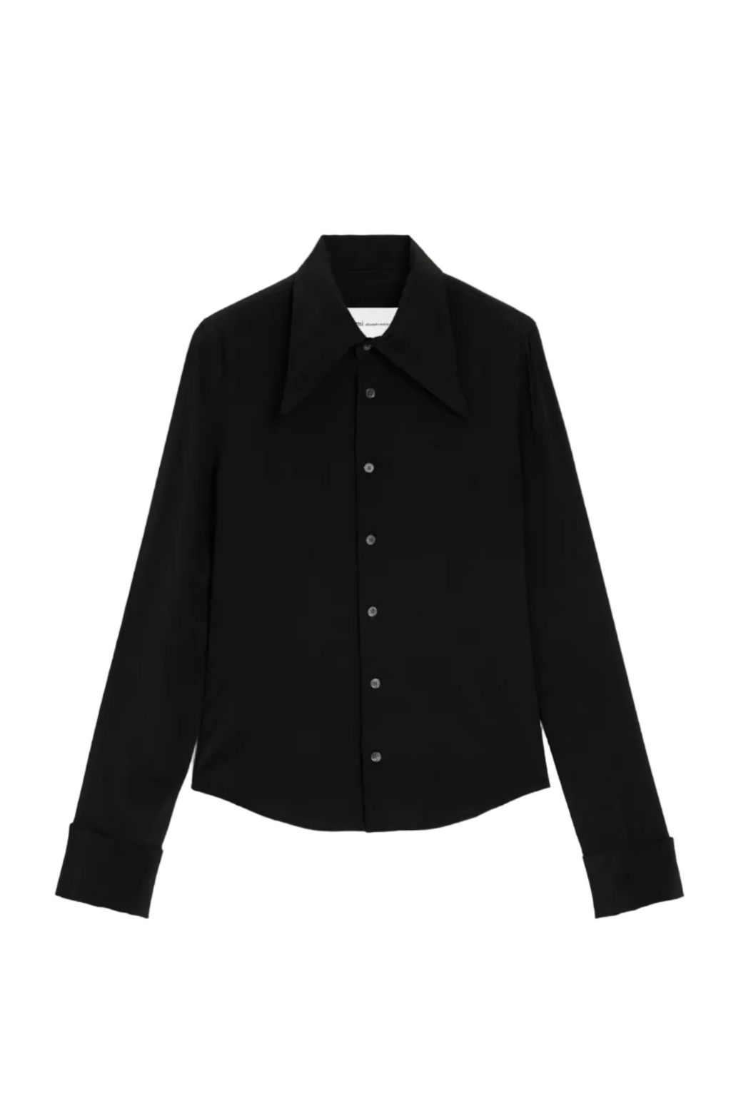 BLACK BLENDED SILK SHARP COLLAR ADJUSTED SHIRT – LISKAFASHION