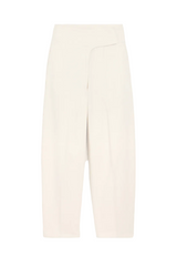 WHITE COTTON WRAPPED BELTED BALLON FIT JEANS