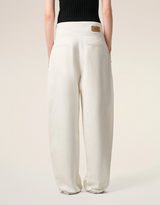 WHITE COTTON WRAPPED BELTED BALLON FIT JEANS