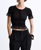 LACED T-SHIRT IN RIBBED SILK JERSEY