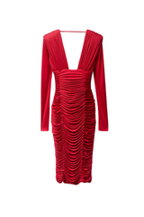 Draped Silk Crêpe Jersey Midi Dress